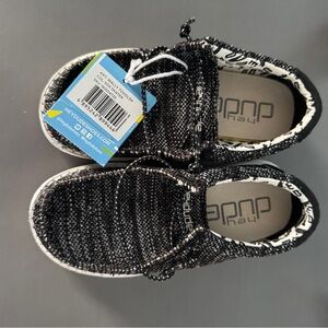 Hey Dude Kids Black and White Knit Slip-On Sneakers